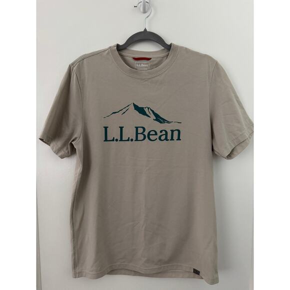 LL Bean Light Gray Slightly Fitted Shirt with Turquoise Graphic Size Small- Reg - Picture 1 of 7